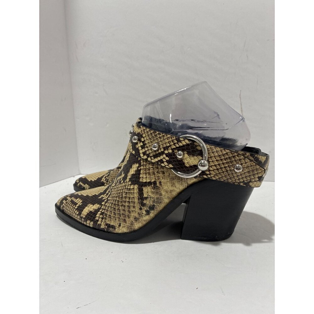 Rebecca Minkoff Shoes Womens Sallest Too studded Block Heel Mules snake size 8 - Picture 2 of 10